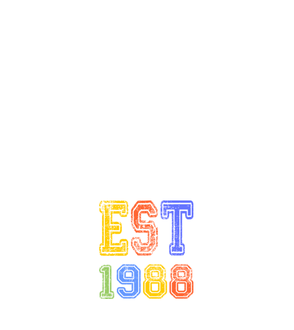 EST 1988 , alapítva 1988-ban, születlésnapi felirat 1988-ban születetteknek, gunge stílus minta fehér pólón