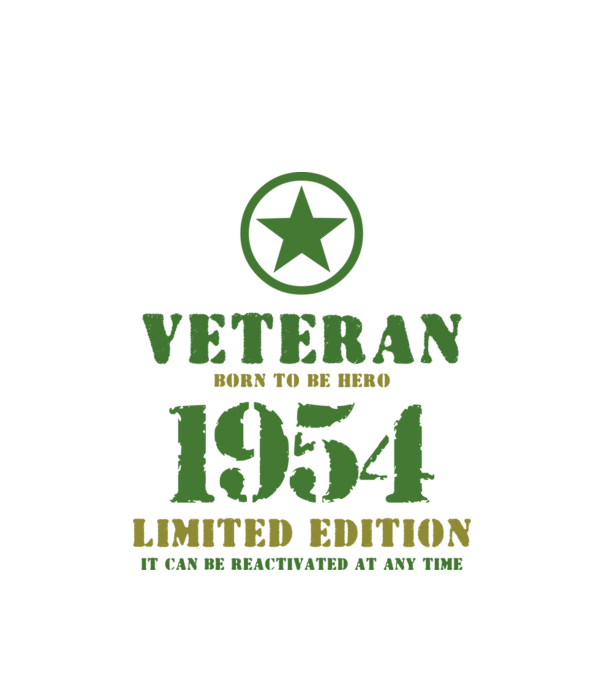 VETERAN, BORN TO BE HERO, SZÜLETÉSNAPI ÉVSZÁM FELIRATTAL 1954 minta fehér pólón