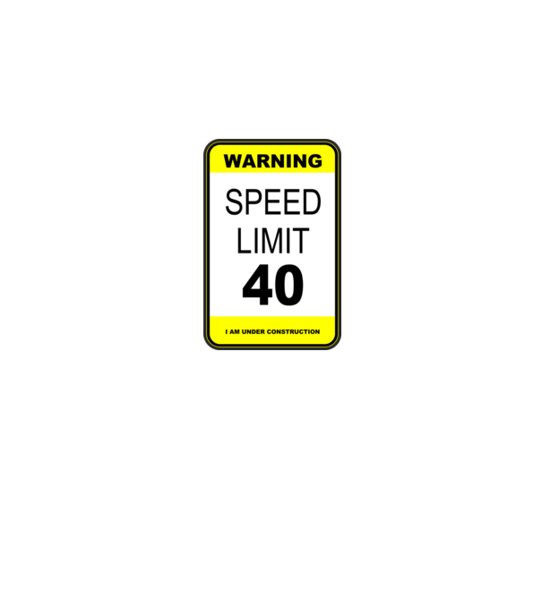 warning speed limit 40 , under construction minta fekete pólón