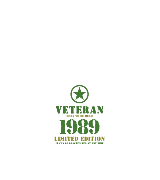 VETERAN, BORN TO BE HERO, SZÜLETÉSNAPI ÉVSZÁM FELIRATTAL 1989 minta fehér pólón
