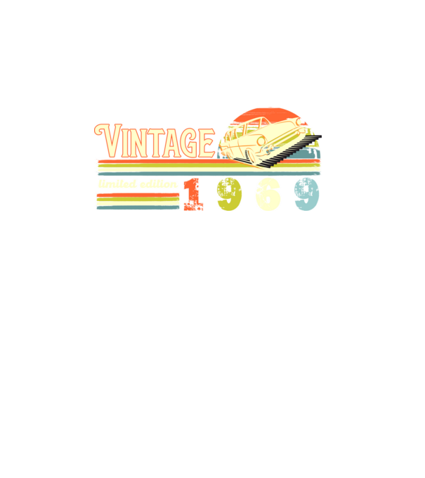 vintage, limited edidtion, retro születésnapi felirat, évszám veterán autóval, 1969 minta sötétkék pólón