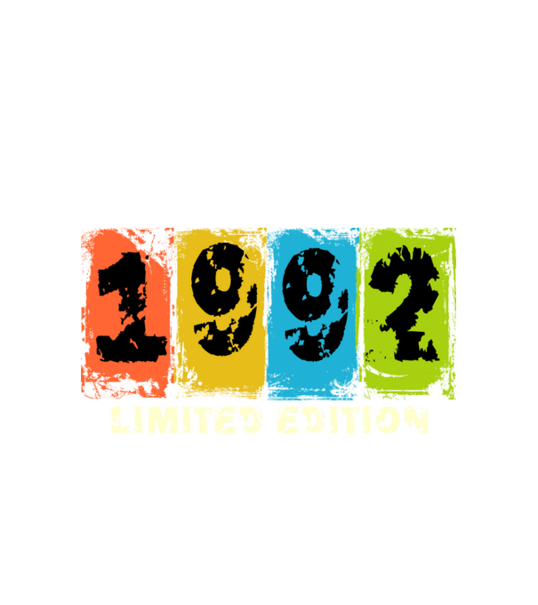 grunge évszám, limited edition felirattal, születésnapi dátum, 1992 minta fehér pólón