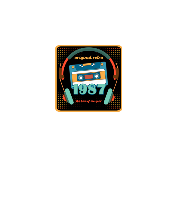 original retro audió kazetta, füles, régi magnókazetta évszámmal. 1987 minta fehér pólón