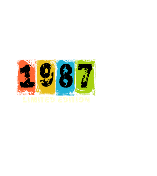 grunge évszám, limited edition felirattal, születésnapi dátum, 1987 minta fehér pólón