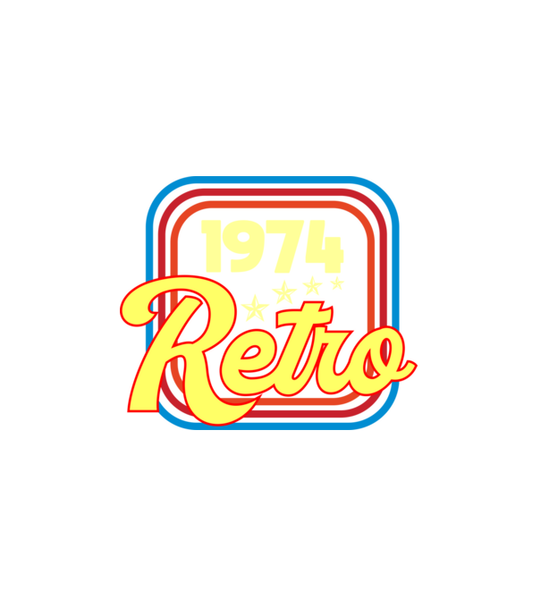 retro születésnapi felirat dátummal 1974 minta fehér pólón