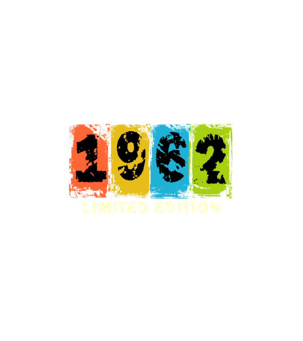 grunge évszám, limited edition felirattal, születésnapi dátum, 1962 minta fehér pólón