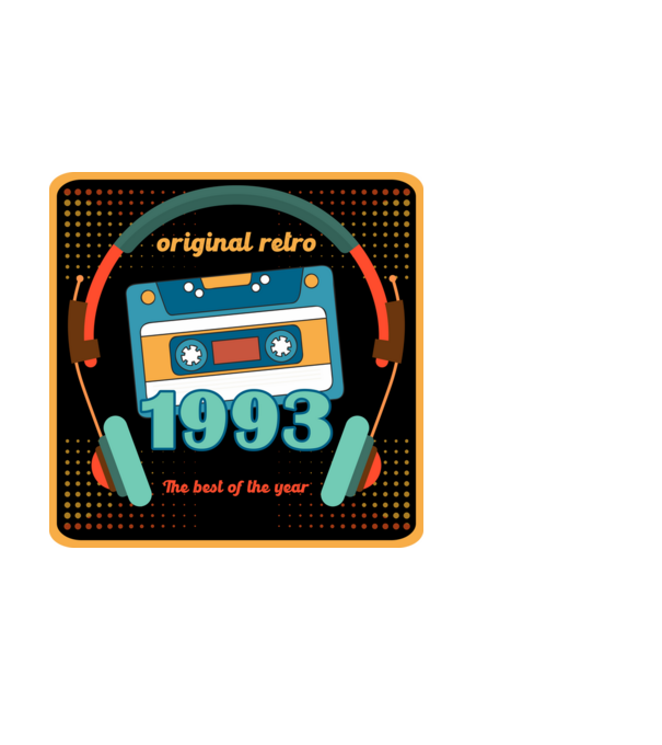 original retro audió kazetta, füles, régi magnókazetta évszámmal. 1993 minta fehér pólón