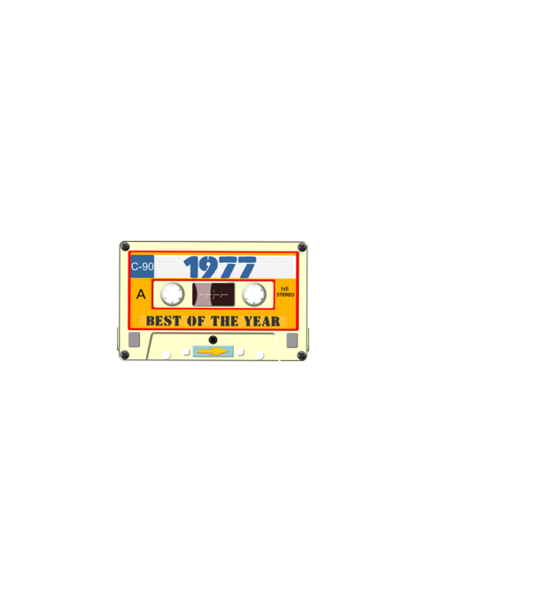 retro születésnapi audio kazetta, magnókazetta, best of the year 1977 minta fekete pólón