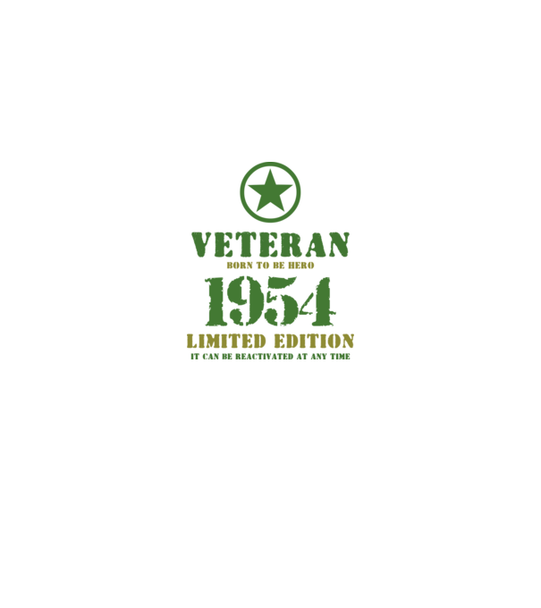 VETERAN, BORN TO BE HERO, SZÜLETÉSNAPI ÉVSZÁM FELIRATTAL 1954 minta fekete pólón