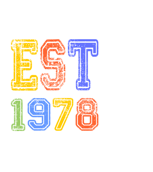 EST 1978 , alapítva 1978-ban, születlésnapi felirat 1978-ban születetteknek, gunge stílus minta fekete pólón