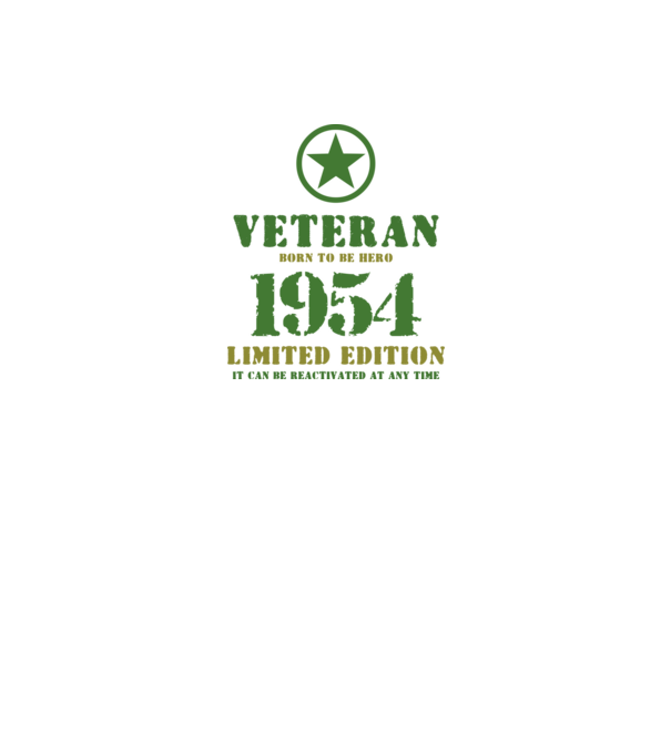 VETERAN, BORN TO BE HERO, SZÜLETÉSNAPI ÉVSZÁM FELIRATTAL 1954 minta fekete pólón