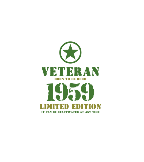 VETERAN, BORN TO BE HERO, SZÜLETÉSNAPI ÉVSZÁM FELIRATTAL 1959 minta sötétkék pólón