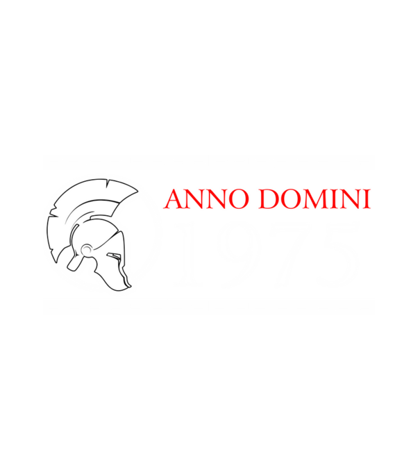 ANNO DOMINI, SZÜLETÉSNAPI ÉVSZÁM, GLADIÁTOR 1975 minta fehér pólón