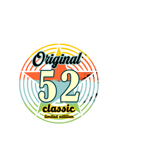original classic, limited edition, születésnapi embléma, 52 éves minta fekete pólón