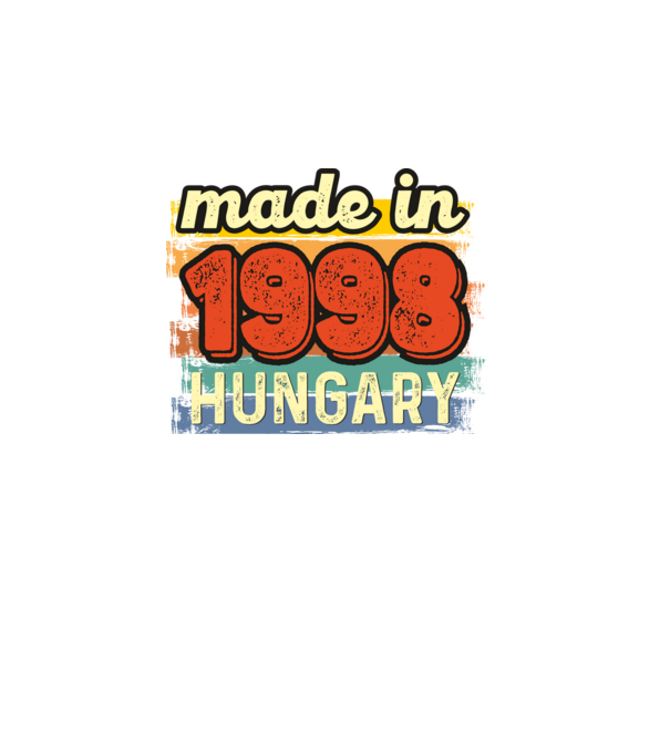 made in hungary felirat, retro évszám, grunge stílus, 1998 minta sötétkék pólón
