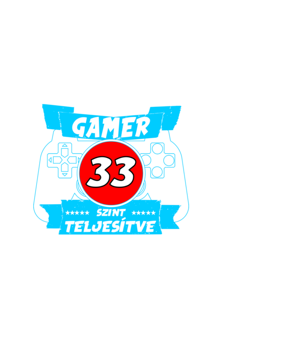 született gamer 33 éves szint teljesítve minta fekete pólón