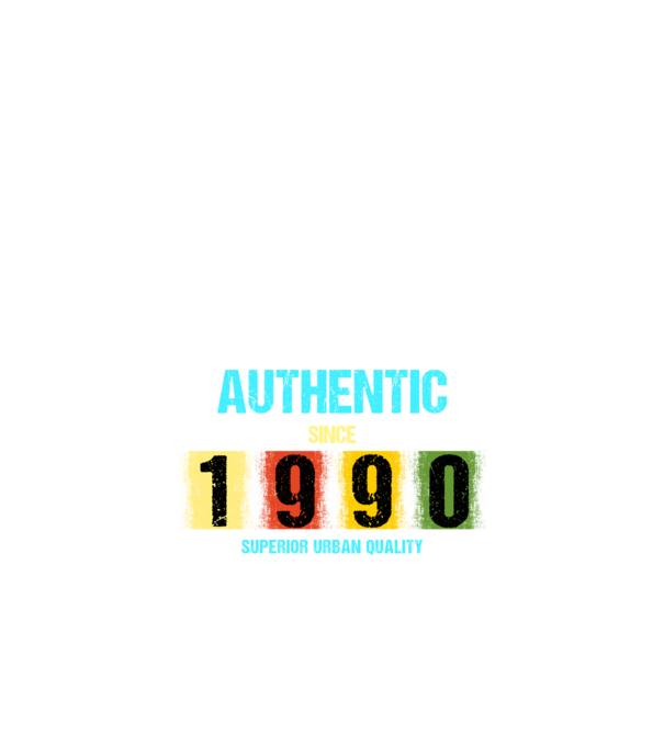 AUTHENTIC SINCE 1990, SUPERIOR URBAN QUALITY, 1990-BEN SZÜLETETT minta fekete pólón