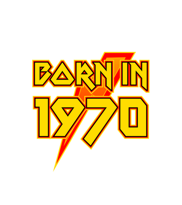 heavy metal, born in 1970, rock&roll, rocker, születésnapi évszám, dátum minta fehér pólón