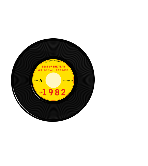 retro hanglemez, best of the year, vintage évszám, 1982 minta fehér pólón