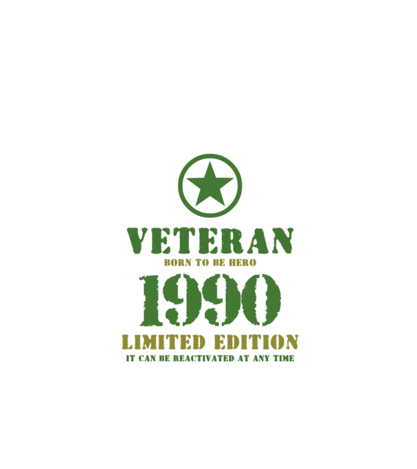 VETERAN, BORN TO BE HERO, SZÜLETÉSNAPI ÉVSZÁM FELIRATTAL 1990 minta fehér pólón
