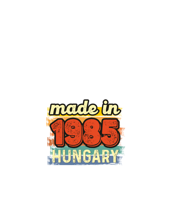 made in hungary felirat, retro évszám, grunge stílus, 1985 minta fehér pólón