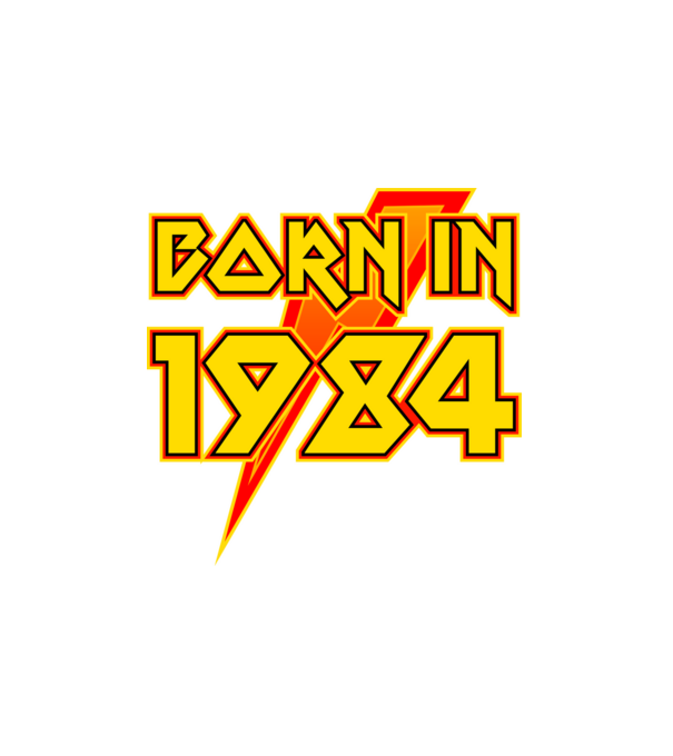 heavy metal, born in 1984, rock&roll, rocker, születésnapi évszám, dátum minta fehér pólón