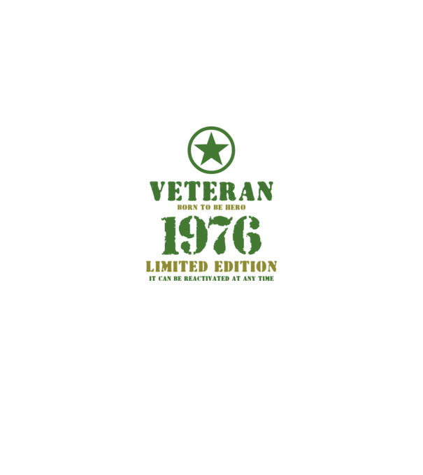 VETERAN, BORN TO BE HERO, SZÜLETÉSNAPI ÉVSZÁM FELIRATTAL 1976 minta fekete pólón