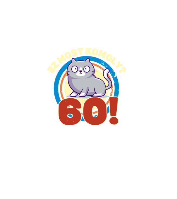 ez most komoly 60éves, csodálkozó macska minta fekete pólón