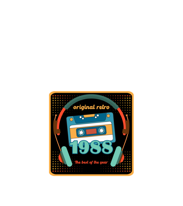original retro audió kazetta, füles, régi magnókazetta évszámmal. 1988 minta fehér pólón