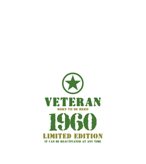 VETERAN, BORN TO BE HERO, SZÜLETÉSNAPI ÉVSZÁM FELIRATTAL 1960 minta fekete pólón