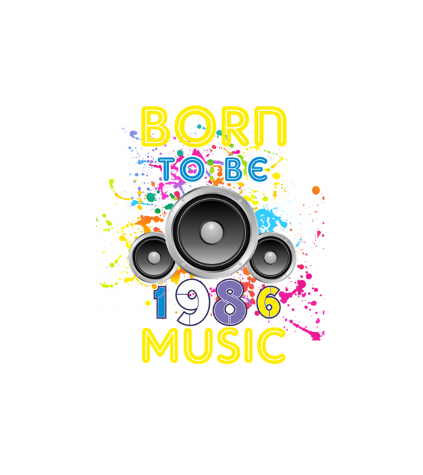 born to be music születésnapi DJ ,1986-ban született minta fehér pólón