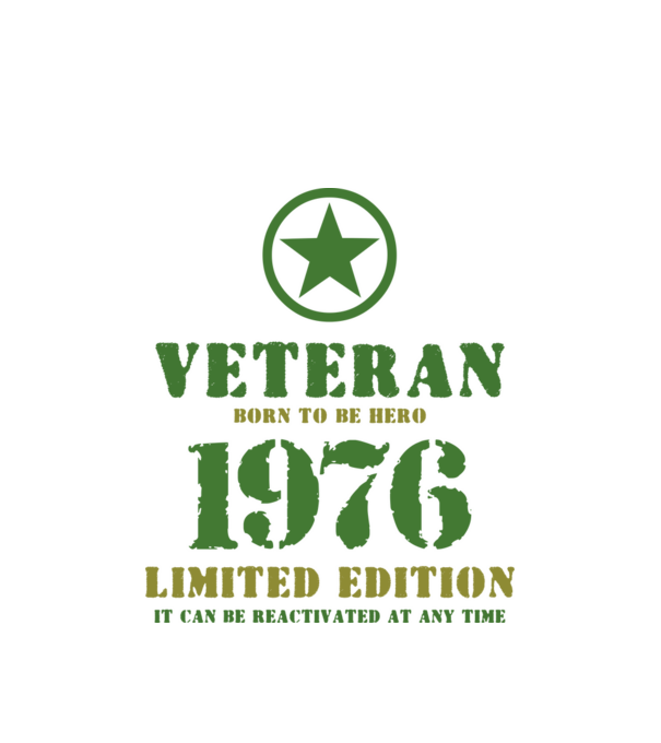 VETERAN, BORN TO BE HERO, SZÜLETÉSNAPI ÉVSZÁM FELIRATTAL 1976 minta fehér pólón