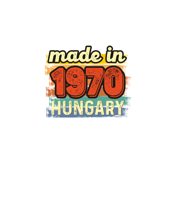 made in hungary felirat, retro évszám, grunge stílus, 1970 minta sötétkék pólón