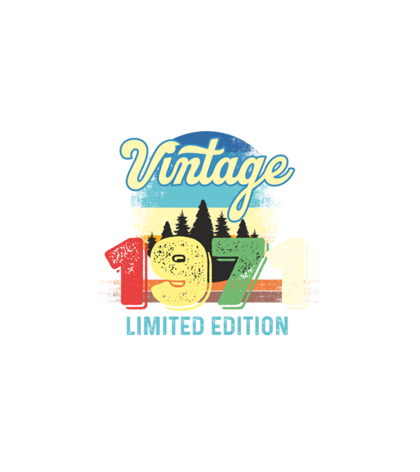 vintage évszám, limited edition, 1971-ben születetteknek minta fehér pólón