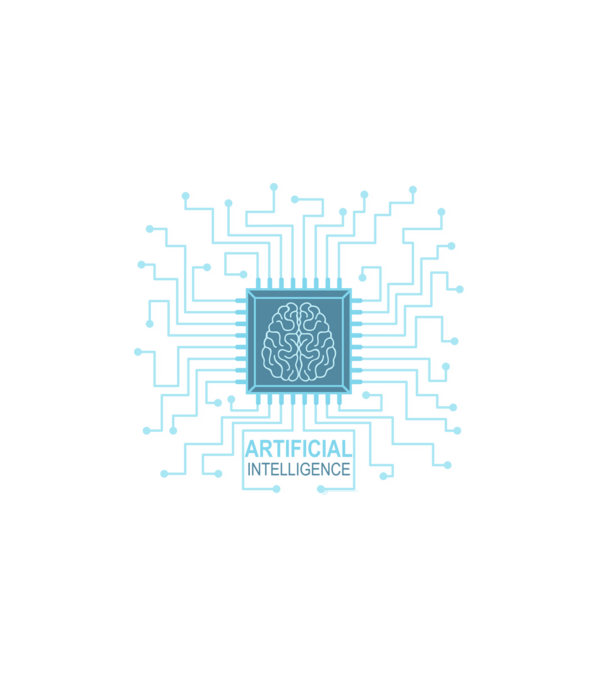 AI mesterséges intelligencia minta fehér pólón