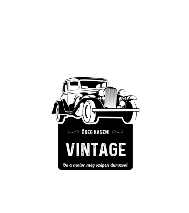öreg kaszni vintage autó, retro születésnap minta fehér pólón
