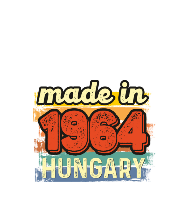 made in hungary felirat, retro évszám, grunge stílus, 1964 minta fekete pólón