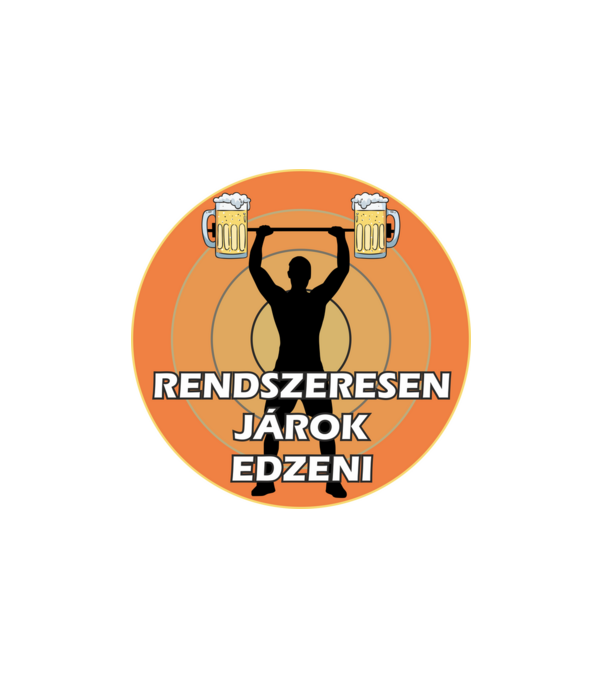 RENDSZERESEN JÁROK EDZENI, SÖRÖZŐS minta fehér pólón