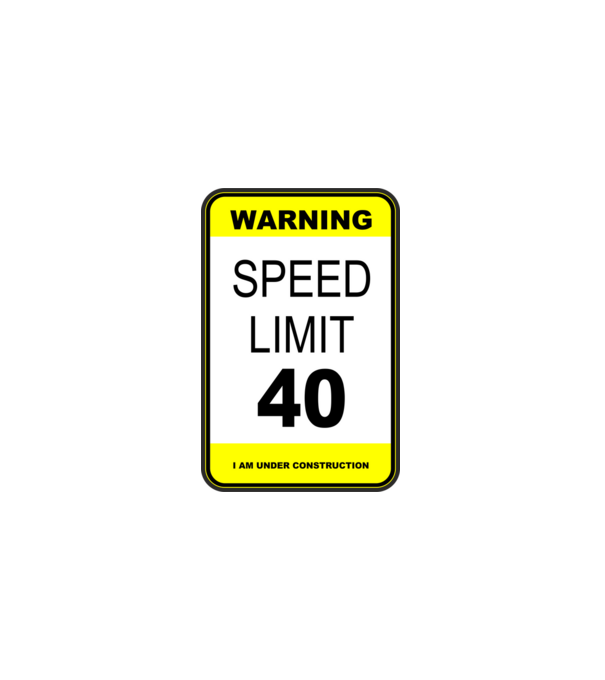 warning speed limit 40 , under construction minta fekete pólón