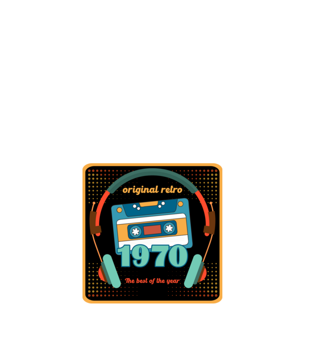 original retro audió kazetta, füles, régi magnókazetta évszámmal. 1970 minta fehér pólón