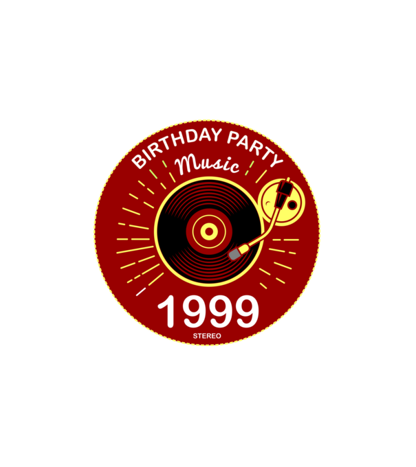 BIRTHDAY PARTY MUSIC, BAKELIT LEMEZJÁTSZÓ 1999 STEREO minta fehér pólón