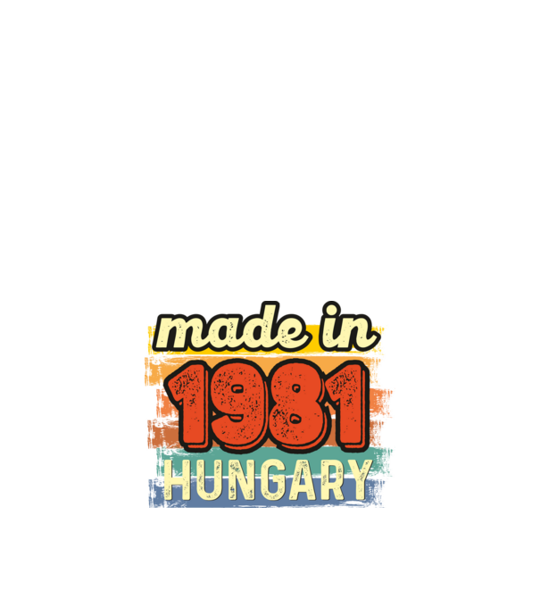 made in hungary felirat, retro évszám, grunge stílus, 1981 minta fekete pólón