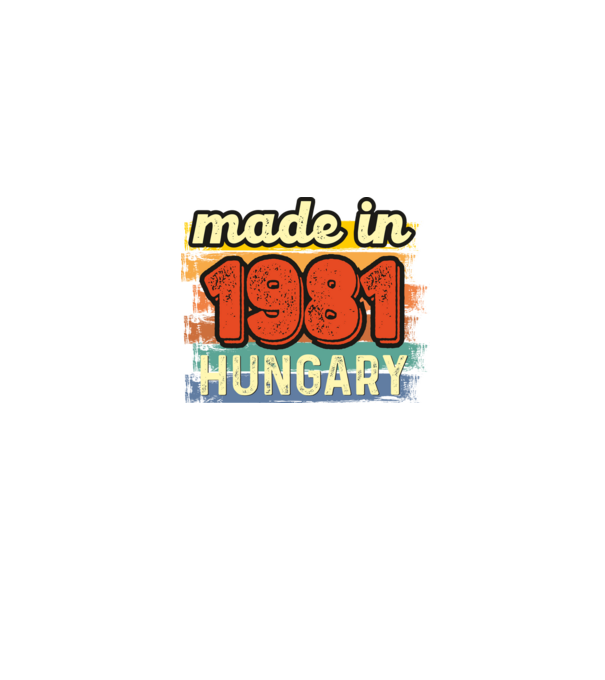 made in hungary felirat, retro évszám, grunge stílus, 1981 minta farmerkék pólón