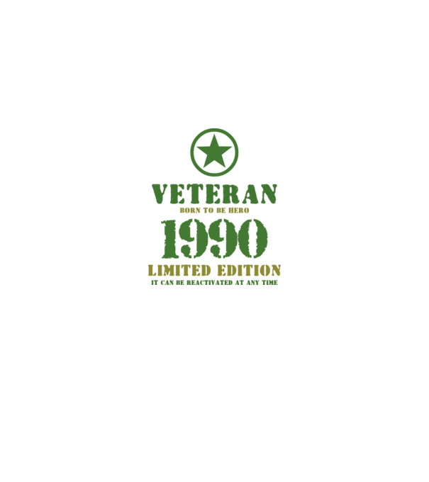 VETERAN, BORN TO BE HERO, SZÜLETÉSNAPI ÉVSZÁM FELIRATTAL 1990 minta fehér/piros pólón