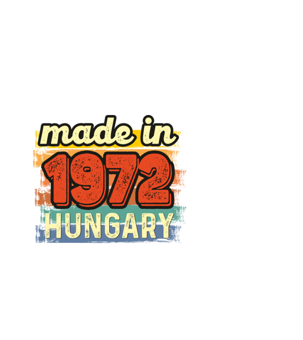 made in hungary felirat, retro évszám, grunge stílus, 1972 minta fekete pólón