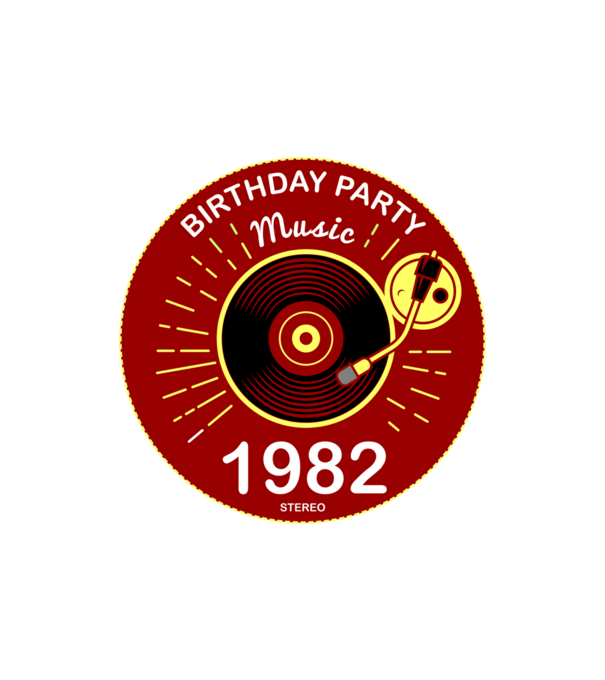 BIRTHDAY PARTY MUSIC, BAKELIT LEMEZJÁTSZÓ 1982 STEREO minta homokszín pólón