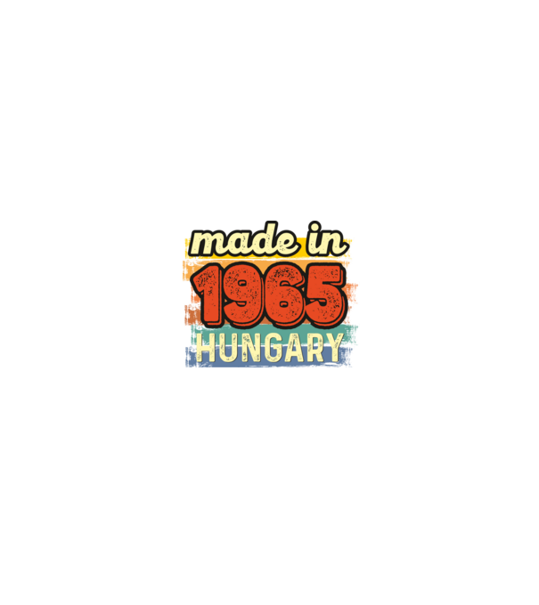 made in hungary felirat, retro évszám, grunge stílus, 1965 minta fekete pólón
