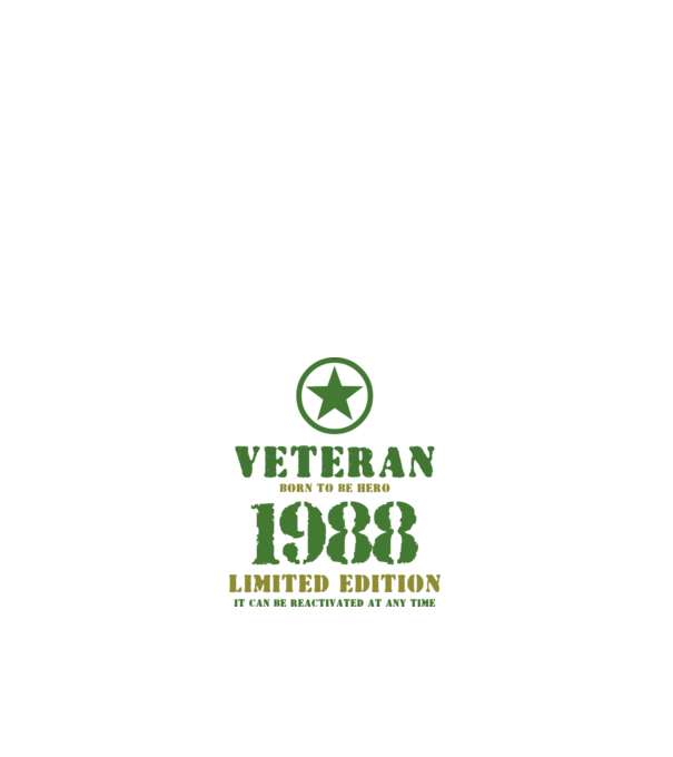 VETERAN, BORN TO BE HERO, SZÜLETÉSNAPI ÉVSZÁM FELIRATTAL 1988 minta fehér pólón