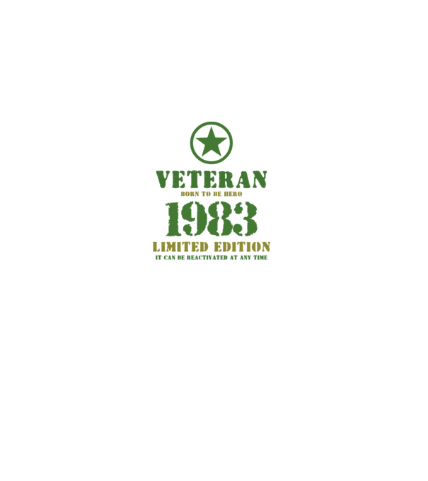 VETERAN, BORN TO BE HERO, SZÜLETÉSNAPI ÉVSZÁM FELIRATTAL 1983 minta homokszín pólón