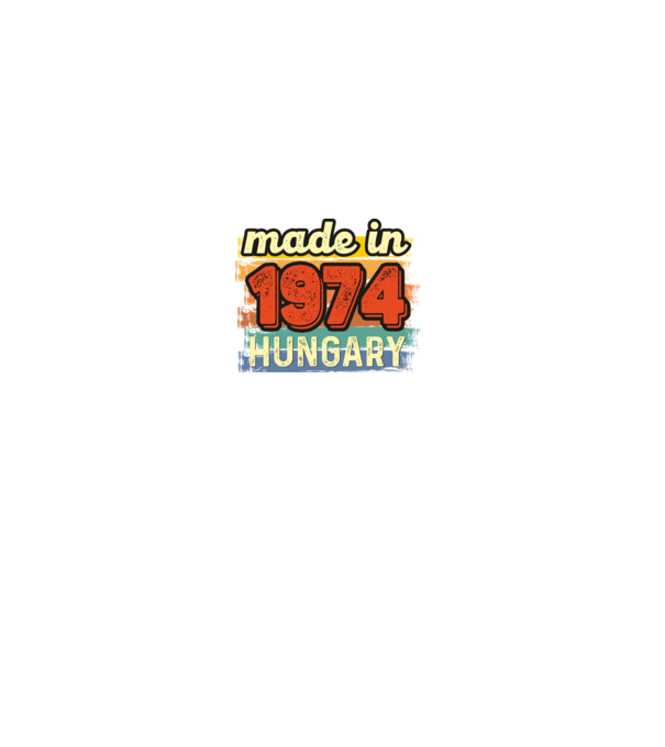 made in hungary felirat, retro évszám, grunge stílus, 1974 minta fekete pólón
